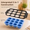2 Pack Silicone Muffin Pans for Baking, 12-Cup Muffin Tin