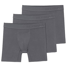 Terramar Men's Silkskins 6" Boxer Briefs 3-Pack Underwear, Grey, Medium