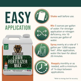 PetraMax Liquid Lawn Fertilizer for Lawns Concentrate - Liquid Fertilizer for Lawns, Food for Grass - 16-4-8 High Nitrogen Lush Green Grass, Phosphorus for Strong Roots - Apply Spring & Summer (1 G)