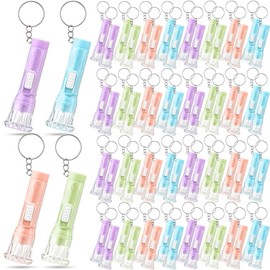 Jexine 100 Pcs Mini Flashlight Keychain Bulk Assorted Colors Torch Keyring Flashlights LED Small Keychain Light Hiking Camping Christmas Party Favors (Macron)
