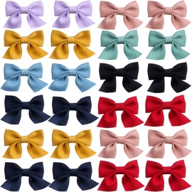 Roellgs 24 Pieces Baby Girl Hair Clips Bow Tiny Crocodile Clips, Girl Hair Bows, For Toddlers, Girls