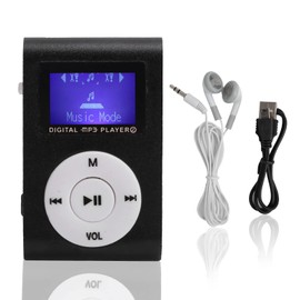 MP3 Player, Portable LCD Screen MP3 Music Player Digital MP3 Player with Sports Back Clip Music Player Walkman with Headphones Support Memory Card (Black)