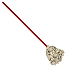 Rocky Mountain Goods Small 36-inch Mop - Traditional Red and White Cotton Yarn Mop - Made in USA - Great for Smaller Areas - Solid Wood Handle - Heavy Duty - Made to Last - 3 Feet Long