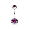 Forbidden Body Jewelry 14g Titanium Double Jeweled CZ Crystal Belly