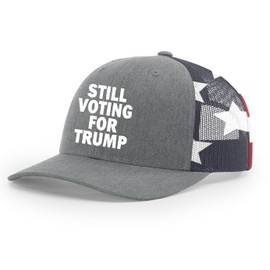 Trenz Shirt Company Mens Still Voting Trump Mesh Back Trucker Hat-Heather Grey/American Flag