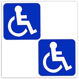 Skino EU® Set of 2 Vinyl Car Stickers Disabled Symbol Wheelchair Users Wheelchair Stickers Car Moto Motorcycle Bicycle Window Door Tuning B 1