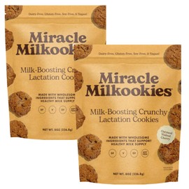 Miracle Mama Milkookies-Lactation Cookies, Oatmeal Walnut Cherry– Dairy-Free, Soy-Free, Gluten-Free, Vegan–Support Milk Supply with Oats, Flaxseed & Brewer’s Yeast–Snack for Mom- Pack of 2, 8 oz Bags