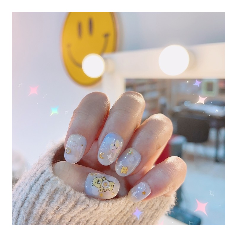 ☁Cloud Bear☁Handmade Nail Tips - Square / ☁구름곰돌이☁수제네일팁 - 스퀘어
