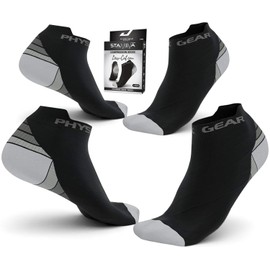 Physix Gear Plantar Fasciitis Compression Socks for Women & Men, Ankle Compression Socks, Arch Support Socks, Compression Foot Socks, Running Compression Socks, Travel Socks, Socks, Black/Grey, S/M