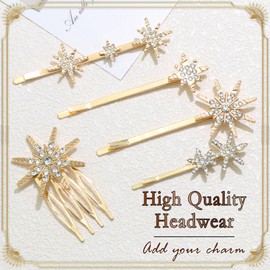 SAWINDA Bridal Star Hair Clips Rhinestone Hair Bobby Pin Gold Star Crystal Hair Side Comb Bride Headpieces Delicate Bridal Hair Accessories for Brides Women Girls Wedding Prom Party (Pack of 5)