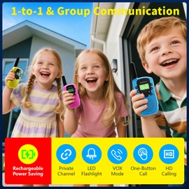 Rechargeable Walkie Talkies for Kids, Walkie Talkie Toys for Girls Boys, Xmas Gifts for Grandkids, Built-in Flashlight, Gifts for 3 4 5 6 7 8 9 10 Year Old Girl Boys, Kids Stocking Stuffers