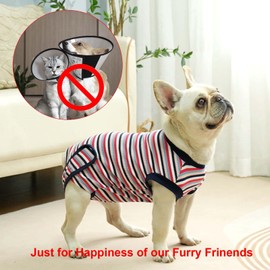 Dog Recovery Suit After Surgery,Dog Surgery Onesie Cone E-Collar Alternatives for Small Large Medium Cats Dogs,Spay Neuter Body Suit Pajamas for Male Female Dogs (Black Red Stripe, Small)