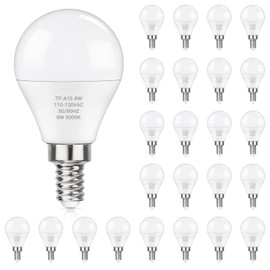 MAXvolador MAXvolador E12 LED 60W Equivalent Daylight White 5000K Ceiling Fan Bulbs, 600LM CRI 85+ Small Base Candelabra Bulbs, 6W Non-Dimmable, Pack of 24