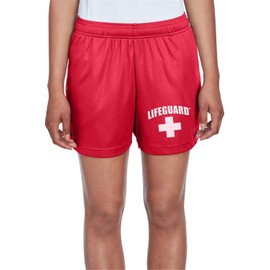 LIFEGUARD Pantalones Cortos de Running con Licencia Oficial para Mujer, Que absorben la Humedad, Rojo, XL