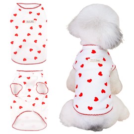 Pet Clothes for Small Dogs Cats Summer Sweater Heart Printed Elastic Sleeveless Cute Puppy Tank Top Chihuahua Shih Tzu Yorkie Vest Cat Clothes Outfit