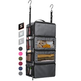 Vokelater Suitcase Organizer, Travel Luggage Organizer Hanging Shelves Packing Cube Organizer Closet/Collapsible Portable Travel Organizer for Carry-on,Small, Grey
