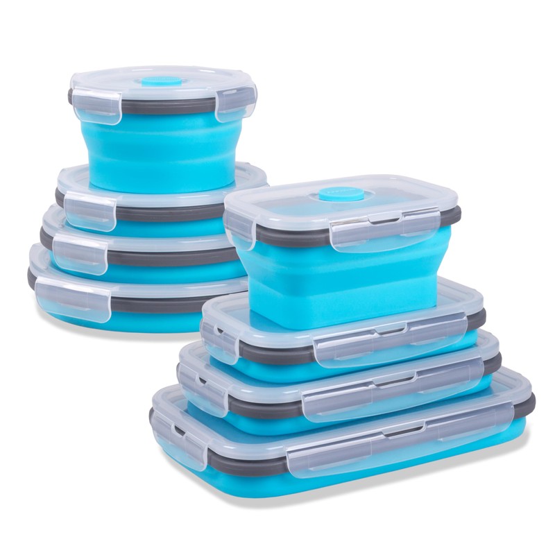 Annaklin 8 Pack Collapsible Food Storage Containers with Lids, Silicone