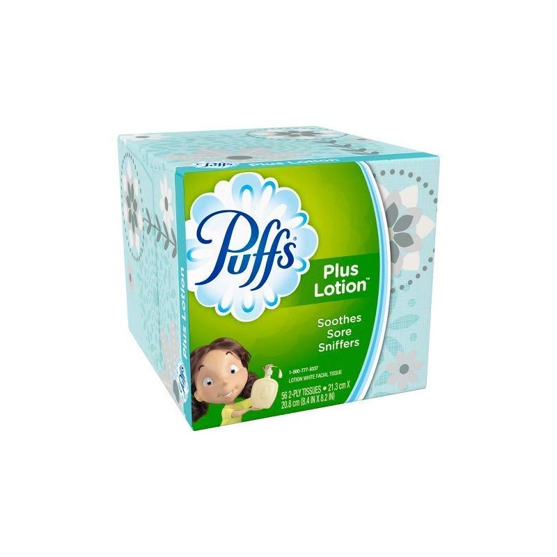 Puffs Plus Lotion Facial Tissues, Cube, 6 Boxes (56 Count