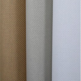 KCS 3 piezas de 15 x 18 pulgadas (38 x 45 cm), tela de punto de cruz, tela enrollada, 14 quilates, color caqui, gris perla y blanco