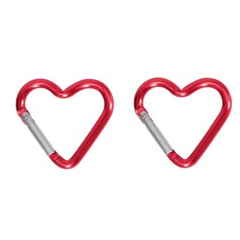 Heart Carabiner Clip, 2Pcs Heart Shape Carabiners Keychain Clips, Snap Hook Key Ring for Camping Accessories, Backpack Water Bottle Aluminum Alloy Accessory and Keychain Carabiners (Red)