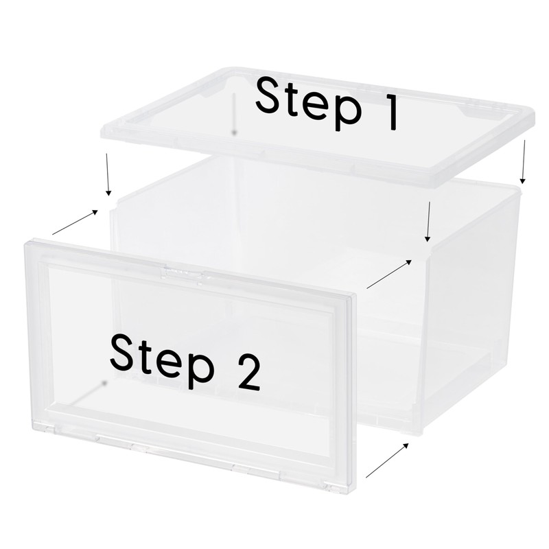 IRIS USA Stackable Shoe Display Box with Flip Up Door,