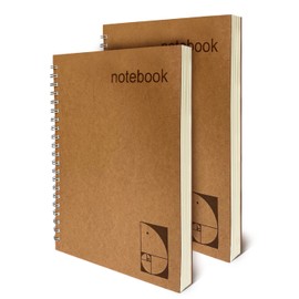 le vent 2 pack Grid Paper Large Spiral Notebook 8.5 x 11 with 100gsm Thick Paper - Square Graph Quad Ruled Notebooks for Math, Science, Engineering - 200 Pages of Lay Flat, Ink Proof Paper - A4