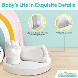 La Premura Baby Keepsake Hand Casting Kit with Shadow Box Frame - Plaster Hand Mold Baby Casting Kit for Infant Hand & Foot Molding, Perfect for First Birthday, Christmas & Newborn Gifts