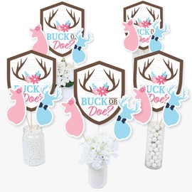 Big Dot of Happiness Buck or Doe - Hunting Gender Reveal Party Centerpiece Sticks - Table Toppers - Set of 15