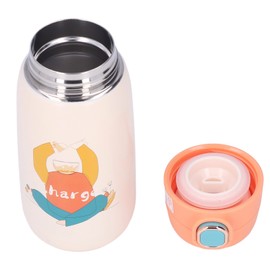 Stainless Steel Water Bottle Children Travel Portable Cute Cartoon Pattern Vacuum Flask Gift 420mlOrange