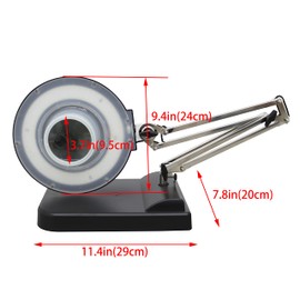 INTSUPERMAI 110V 20X Black Adjustable LED Table Magnifier Lamp Amplification LED Daylight Bright Magnifying Glass for Reading Working Crafts Workbench