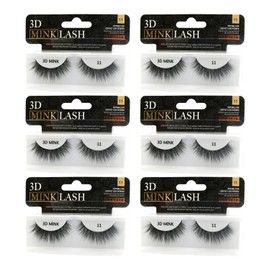 MIZLASH 3D Mink Eyelashes 100% Real Fur Cruelty Free Strips False Lashes for Women Reusable Soft Thick Curl Dramatic Fluffy Natural Look Handmade Lash Fashion Fake Eyelash Extensions, 6 Pair Pack (#11)