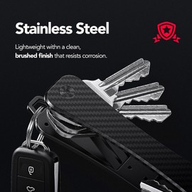 Yamalon Compact Key Holder for Keychain, Minimalist Key Organizer Key Box Metal Key Chain Key Ring Secures 5-10 Keys(Carbon Fiber), Carbon Fiber, 3.7 x0.78 x0.66 inches