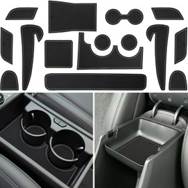 CIMOF Center Console Liner for Hyundai Kona EV Accessories (SE, SEL, Limited) 2024 2025, Cup Holder Mat, Door Slot Pad, Non-Slip Dust Interior, Custom Rubber Decoration Insert (15pcs, Gray Trims)