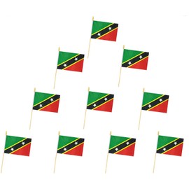 10 Pack Saint Kitts and Nevis Flags - KN Handheld Flag- 5x8 in,Saint Kitts Mini Flag. Suitable For Party Decorations, Store Displays, Bar Decorations And National Day Parades.