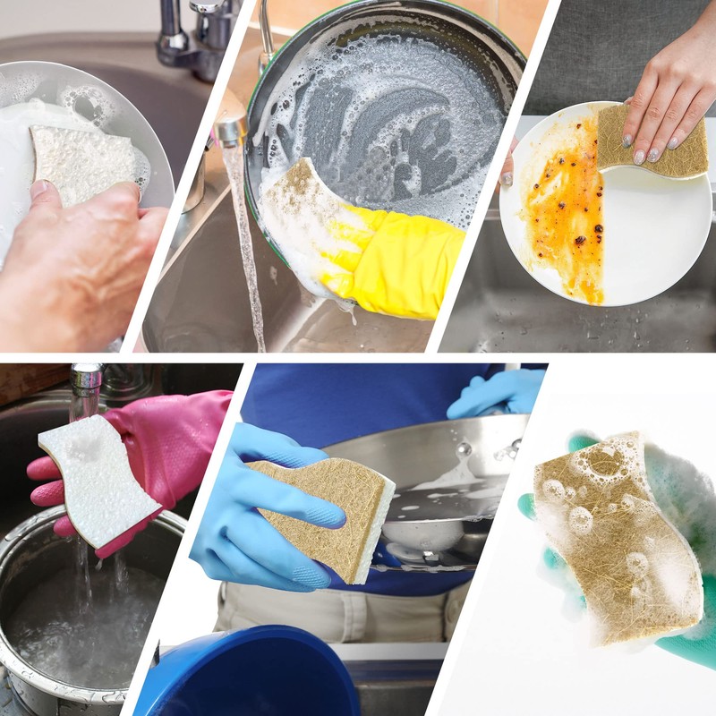 KICKLEEN 9 Pack Biodegradable Natural Kitchen Sponge - Compostable Cellulose