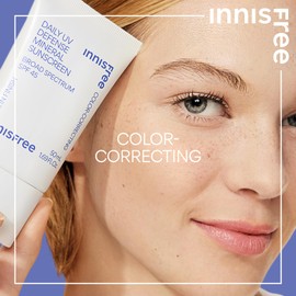 innisfree Daily UV Defense Mineral Sunscreen Broad Spectrum SPF 45 with Sooting Cica and Color Correcting Green Tint