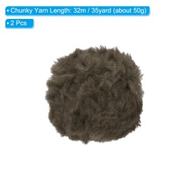 PATIKIL 35yds Faux Fur Yarn, 2 Skeins Fuzzy Yarn Crochet Fluffy Yarn Soft Chunky Polyester Plush Fur Eyelash for Crocheting Knit Blanket Rug Sweater Scarf Hat Bear Craft, Dark Brown