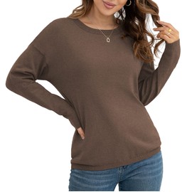 VIISHOW Women's Fall Sweaters for Women 2023 Rory Gilmore Sweater Drop Shoulder Solid Sweater,Brown,Medium