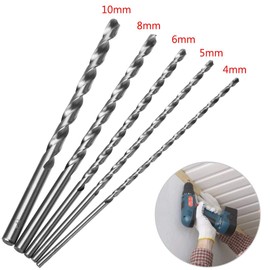 5pcs Twist Drill Bits Straight Shank Round Extra Long for Metal Power Tools 200mm, 4-10mm Diameter