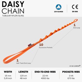 GM CLIMBING 16mm Nylon Daisy Chain Sling 22kN 120cm / 48in CE UIAA Certified for Leading Aid Climb Ascender Rigging Hammock Suspension Pack of 2