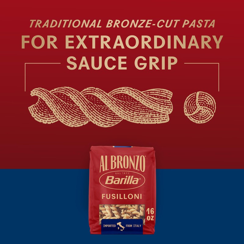 Barilla Al Bronzo Fusilloni Pasta (1 lb), Bronze Cut Pasta