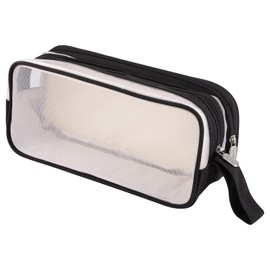 Clear Pencil Case, Black Pencil Case, Transparent Pencil Case for Exams, See Through Pencil Case, Large Capacity Pencil Case, Pencil Pouch, Compartment Pencil Case for Girls Boys School Stationery