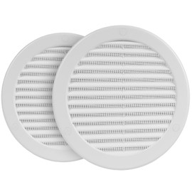 HVAC OV 2pack 6" Inch (Grille Dimensions) White Plastic Round Vent Cover - HVAC Air Return Grille - Built-in Protection Screen - 7.4" Inch (External Dimensions)