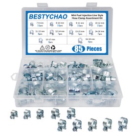 BESTYCHAO Mini Fuel Injection Hose Clamps Zinc Plated 85pcs 7-18mm Range Adjustable Hose Clips Assortment Petrol Pipe Clamps for Automobiles, Tractors, and Other Areas (Sliver)