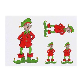 4 x 'Christmas Elf' Temporary Tattoos - Water Resistant, Skin-Safe, Non-Toxic Transfers, Mixed Sizes (TO00043671)