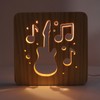 LED Night Light Unique Guitar Hollow Design 3D Wooden Night