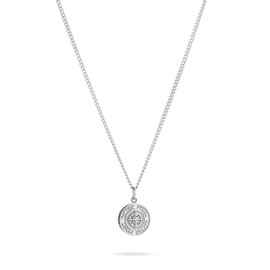 FYNCH-HATTON Northstar Stainless Steel Coin Pendant Necklace, Stainless Steel, No Gemstone