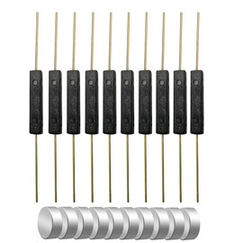 Gebildet 10pcs Plastic Reed Switch Reed Contact Normally Open (N/O) Magnetic Induction Switch (2.5mm×14mm) with 10pcs Small Multi-Use Round Magnets