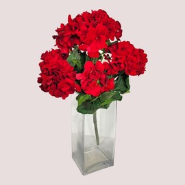 Realistic Artificial Flowers - UV Resisistant Red Geranium Bush - Floral Arranging Craft Supply