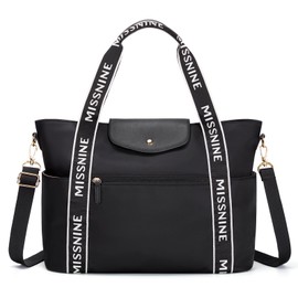 Missnine Tote Bag 15.6 Inch Laptop Bags Lightweight Work Bags for Women Large Capacity Computer Bags for Office Travel, black